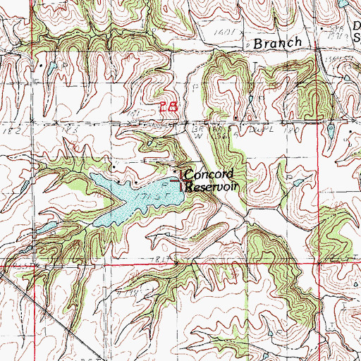 Topographic Map of Concord Reservoir Dam, IL