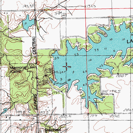 Topographic Map of Lake Jacksonville Dam, IL