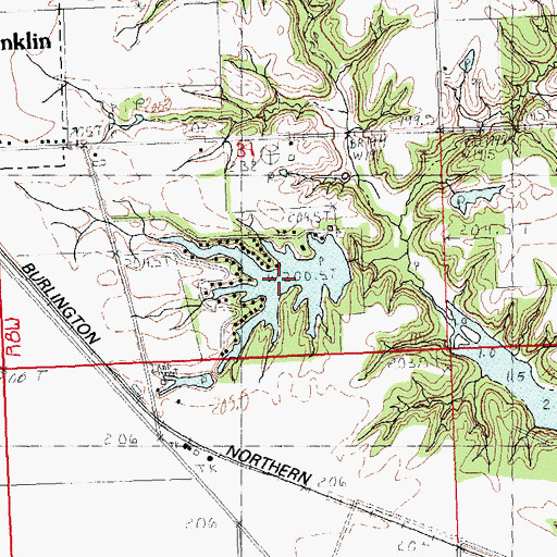 Topographic Map of Franklin Waverly Outing Club Lake, IL