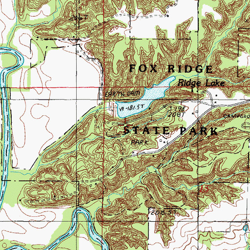 Topographic Map of Fox Ridge Lake Dam, IL