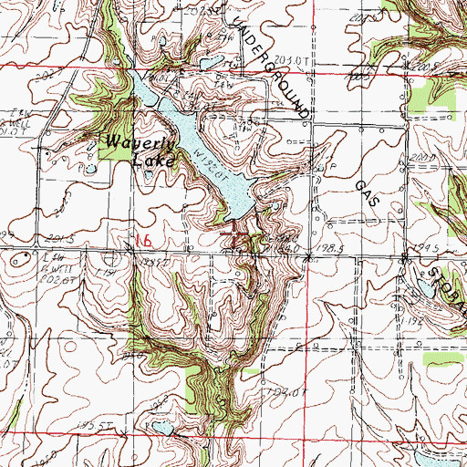 Topographic Map of Panhandle Eastern Waverly Lake Dam, IL