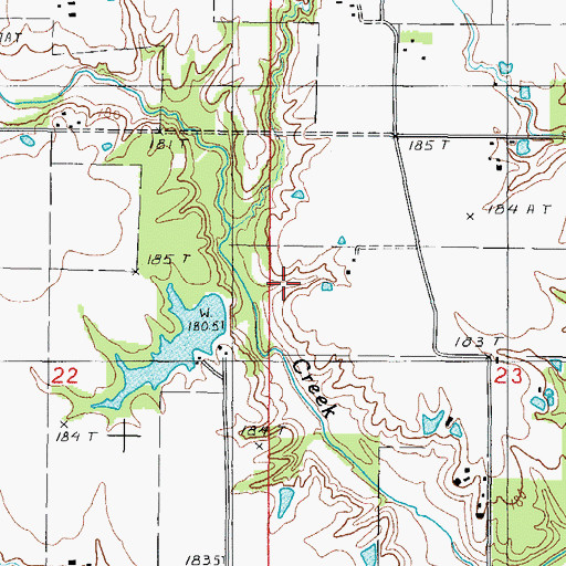Topographic Map of Lake Louise Dam, IL