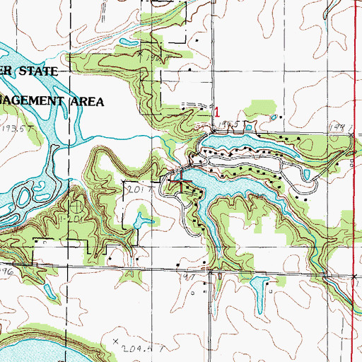 Topographic Map of Elm Springs Park Lake Number 4 Dam, IL