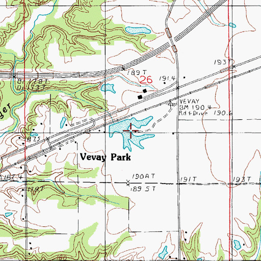 Topographic Map of Ettlebrick Lake, IL