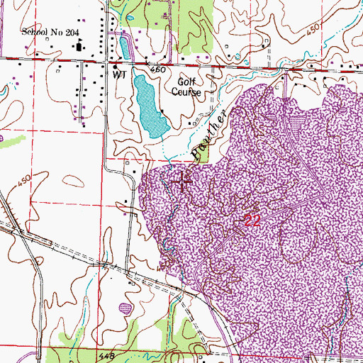 Topographic Map of Elks Reservoir Dam, IL