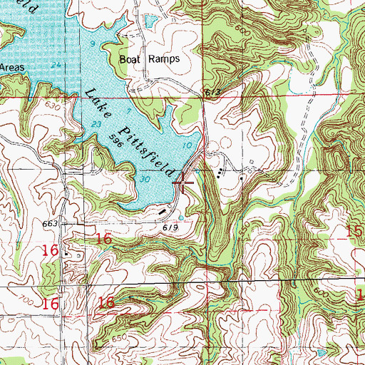 Topographic Map of New Pittsfield Lake Number 1 Dam, IL