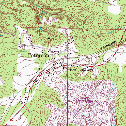 Topographic Map of Peterson Post Office, AL