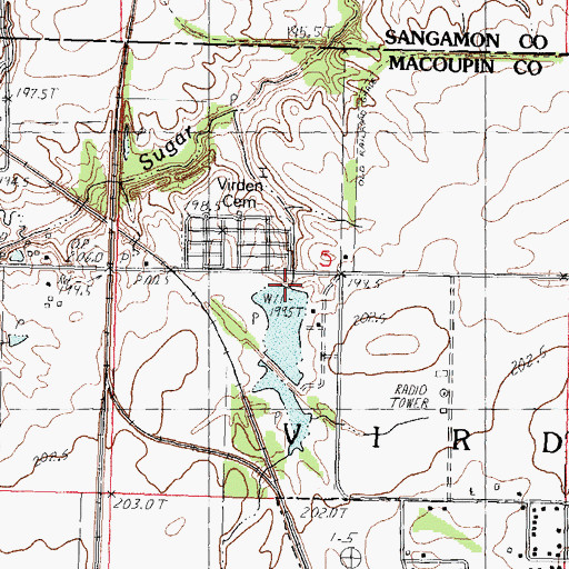 Topographic Map of Virden Recreation Club Lake Dam, IL