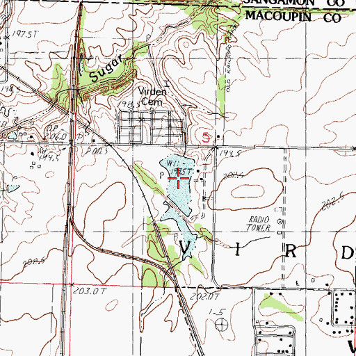 Topographic Map of Virden Recreation Club Lake, IL