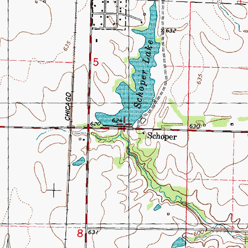 Topographic Map of Standard City Lake Dam, IL