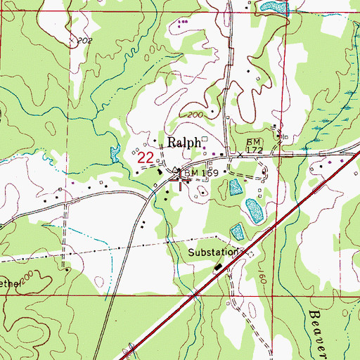 Topographic Map of Ralph Post Office, AL