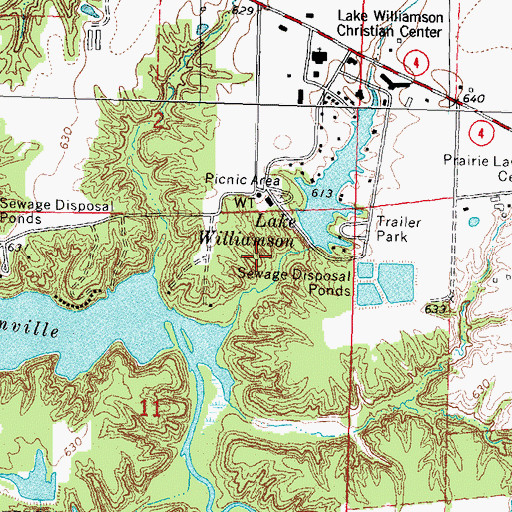 Topographic Map of Lake Williamson Dam, IL