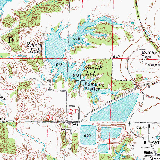 Topographic Map of Smith Reservoir, IL