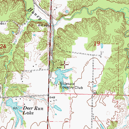 Topographic Map of Gillespie Country Club Lake Dam, IL