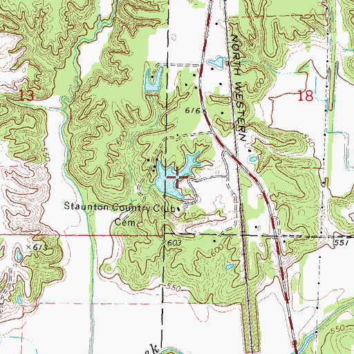 Topographic Map of Staunton Country Club Lake Dam, IL