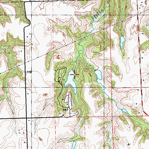 Topographic Map of Hidden Lake Dam, IL