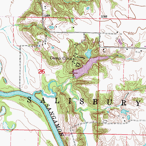 Topographic Map of Cilca Lake Dam, IL