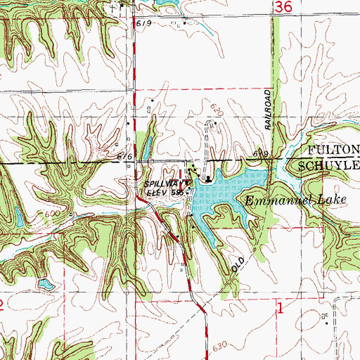 Topographic Map of Camp Immanuel Lake Dam, IL