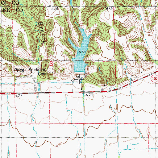 Topographic Map of Briney Lake Dam Number 1, IL