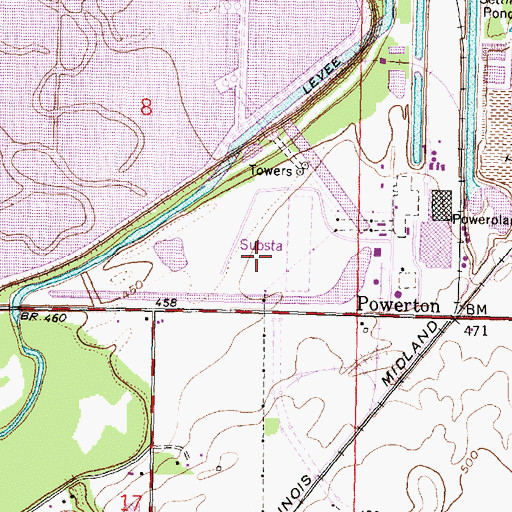 Topographic Map of Powerton Cooling Lake Dam, IL