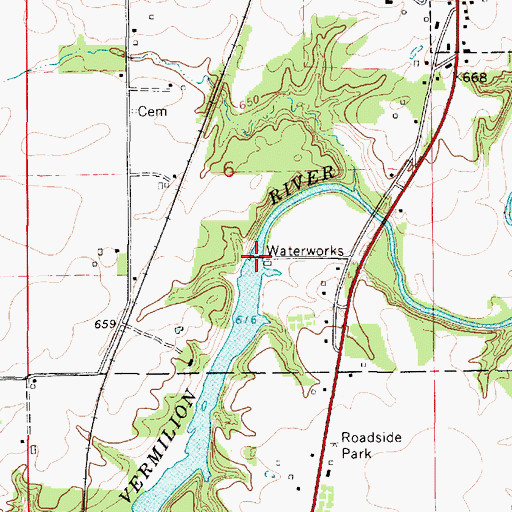 Topographic Map of Georgetown Reservoir Dam, IL