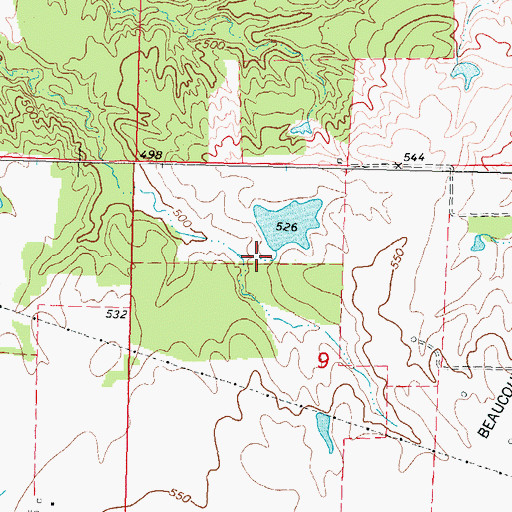 Topographic Map of Huegelys Lake Dam, IL