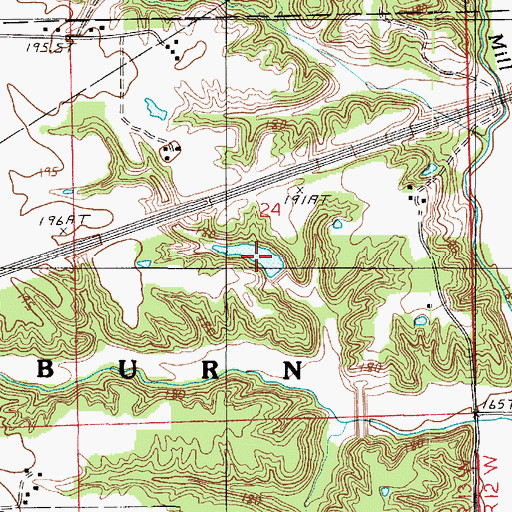 Topographic Map of Mill Creek Impoundment Number 2 Reservoir, IL