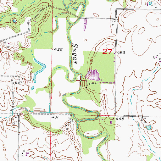 Topographic Map of Rocky Ford Pond Dam, IL