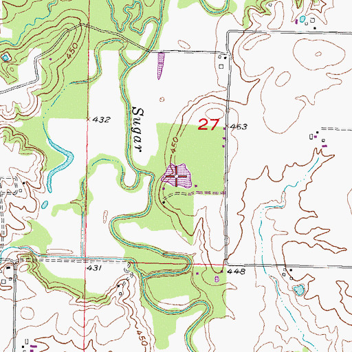Topographic Map of Rocky Ford Pond, IL