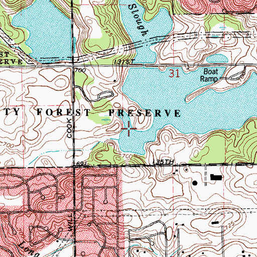 Topographic Map of Tampier Lake Dam, IL