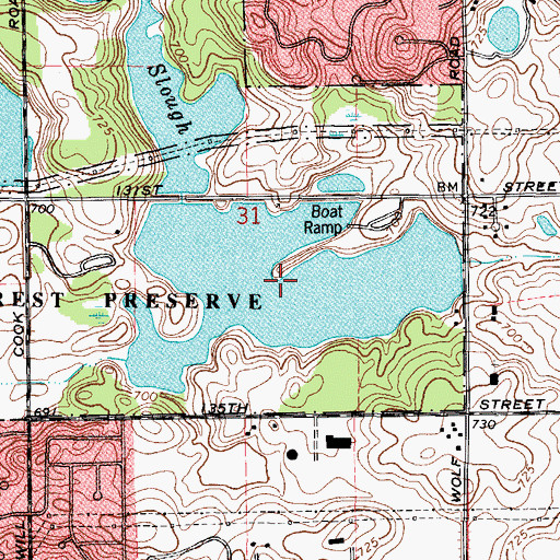 Topographic Map of Tampier Lake, IL