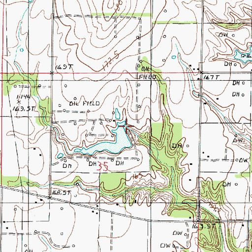Topographic Map of Ridgeway Lake Dam, IL