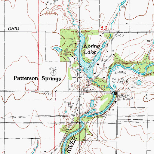 Topographic Map of Patterson Springs Lake Dam, IL