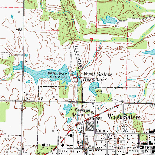 Topographic Map of West Salem New Reservoir, IL