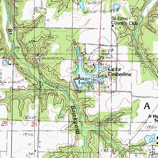 Topographic Map of Bails Timberline Lake Dam, IL