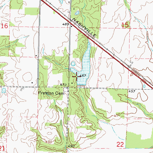 Topographic Map of Olan Bullock Lake Dam, IL