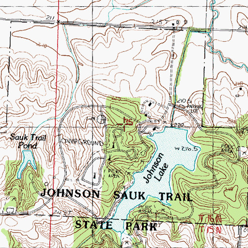 Topographic Map of Johnson Sauk Trail Lake Dam, IL