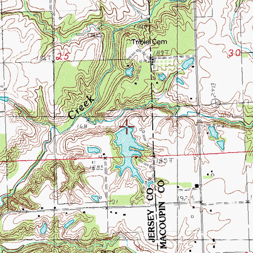 Topographic Map of Rowden Lake Dam, IL