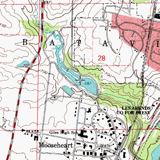 Topographic Map of Mooseheart Lake Dam, IL