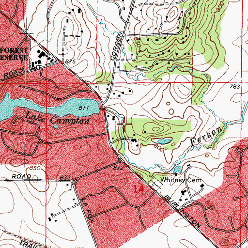 Topographic Map of Campton Lake, IL
