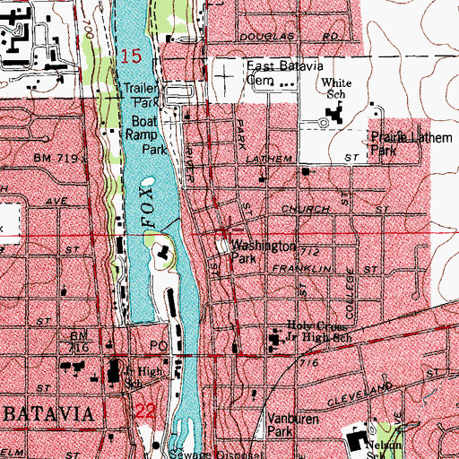 Topographic Map of Batavia Dam, IL