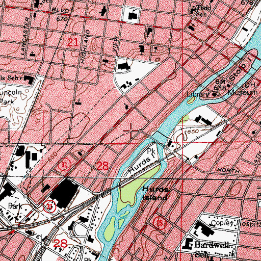 Topographic Map of Aurora Dam, IL
