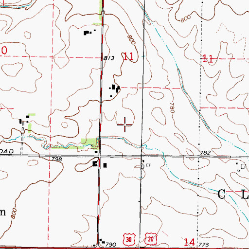 Topographic Map of Lake Prestbury Dam, IL