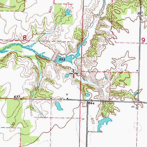 Topographic Map of Shoal Creek Watershed Structure Number 14 Dam, IL