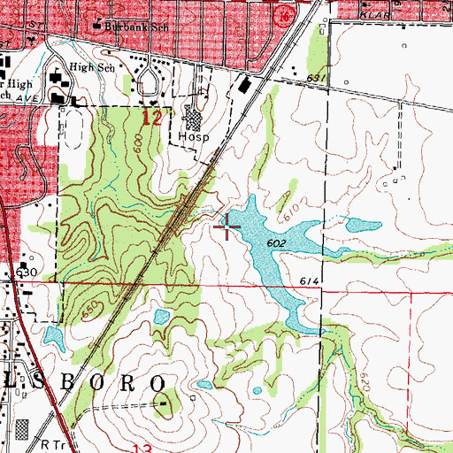Topographic Map of Shoal Creek Watershed Structure Number 5 Dam, IL