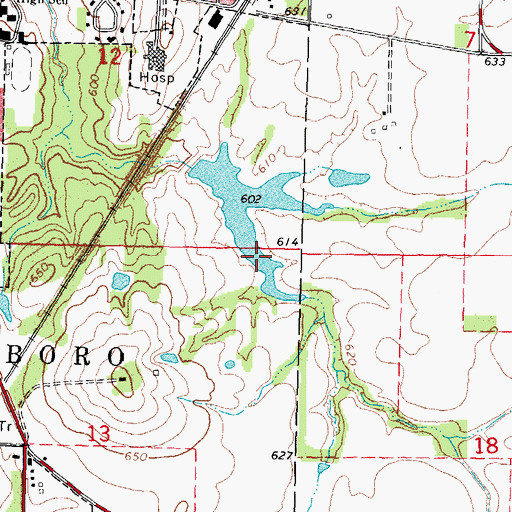 Topographic Map of Shoal Creek Watershed Impoundment Reservoir, IL