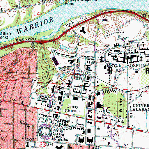 Topographic Map of University Post Office, AL