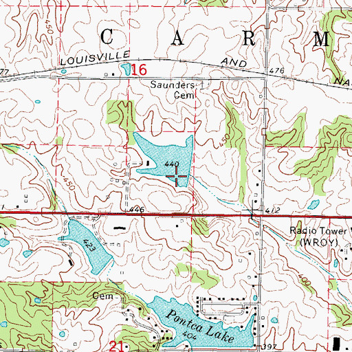 Topographic Map of Griffith Farms Lake Dam, IL