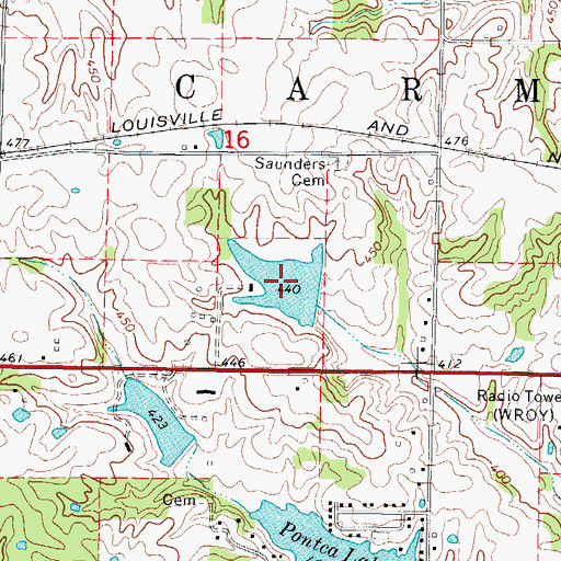Topographic Map of Griffith Farms Lake, IL