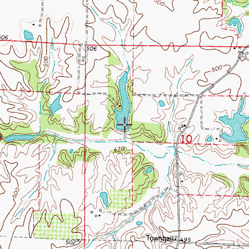 Topographic Map of Piney Wood Lake Dam, IL